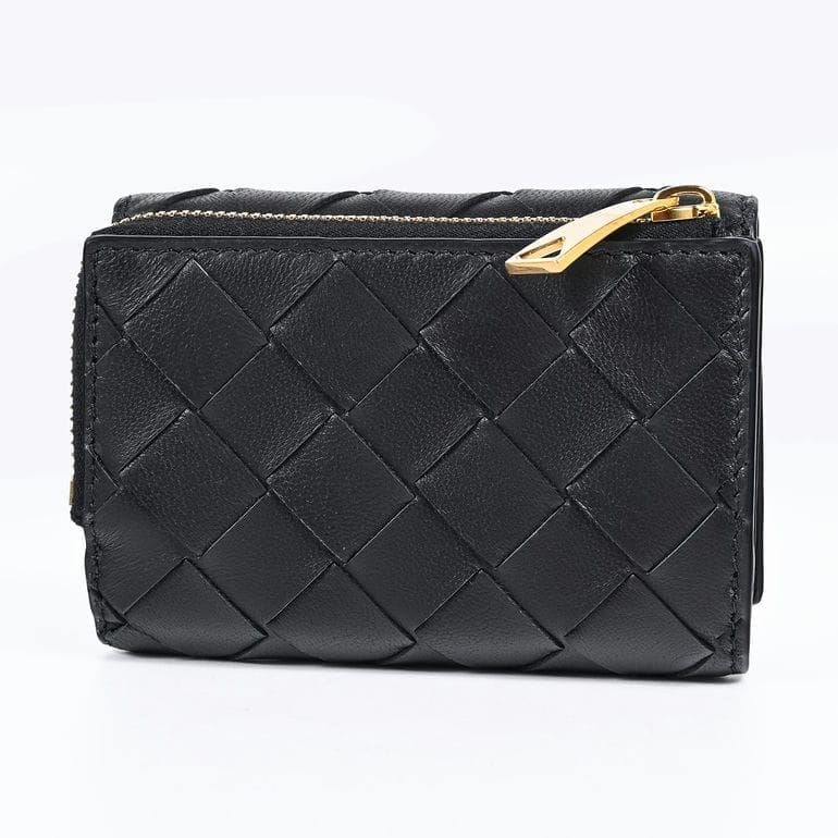 ボッテガヴェネタ BOTTEGA VENETA 三つ折り財布 小銭入れ付き イントレチャート ウォレット メンズ ブラック 690568 V3UH2 8425 Made in ITALY レザー