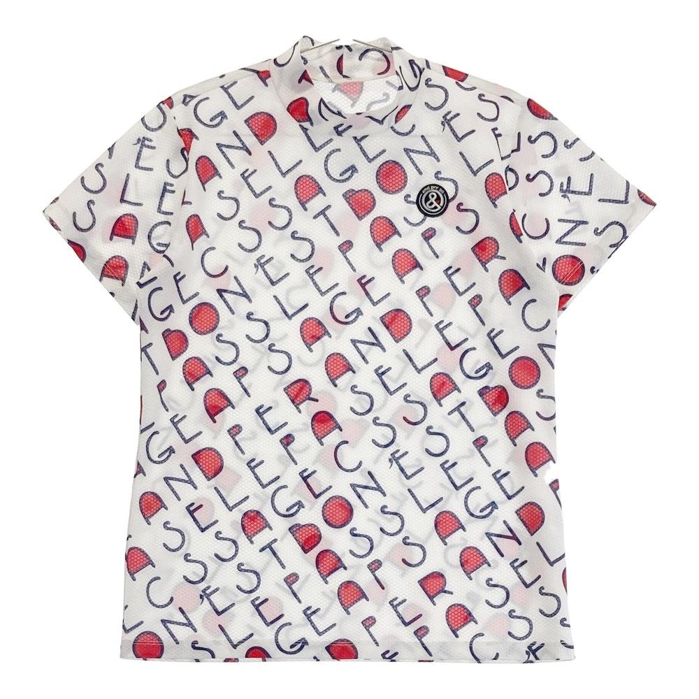 サイズ：L AND PER SE アンパスィ 2024年 半袖ハイネックTシャツ 総柄 ホワイト系 [240101313567]# ゴルフウェア レディース ストスト
