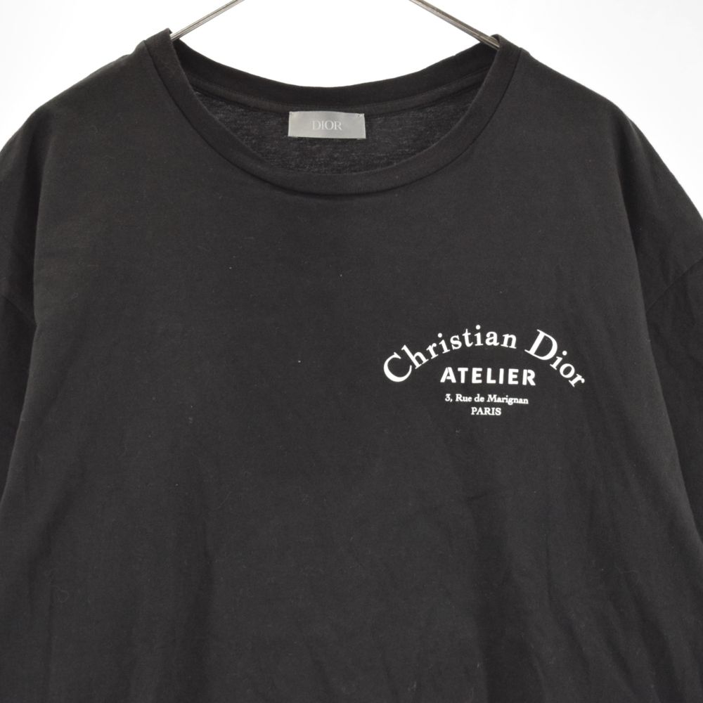 [k]【極美品・ブラック】クリスチャンディオール/Tシャツ/アトリエロゴ DIOR (ディオール) アトリエロゴプリントクルーネック半袖T