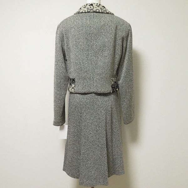 イ*ゴ様 KENZO ケンゾー ペイズリー 花柄 ジャケット スカート セットア wnc ケンゾー KENZO セットアップ スカートスーツ 42 グレー ツイード