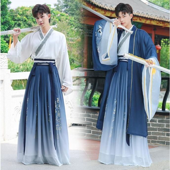 美男子 コスプレ衣装 漢服 メンズ中華服 華流 コスチューム 唐装漢服 羽織 刺繍柄 グラデーション 漢服 ハロウィン 文化祭 学園祭 イベント