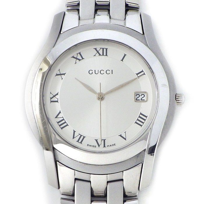 グッチ GUCCI 腕時計 Gクラス デイト 5500M シルバー文字盤 ローマンインデックス デイト SS クオーツアナログ