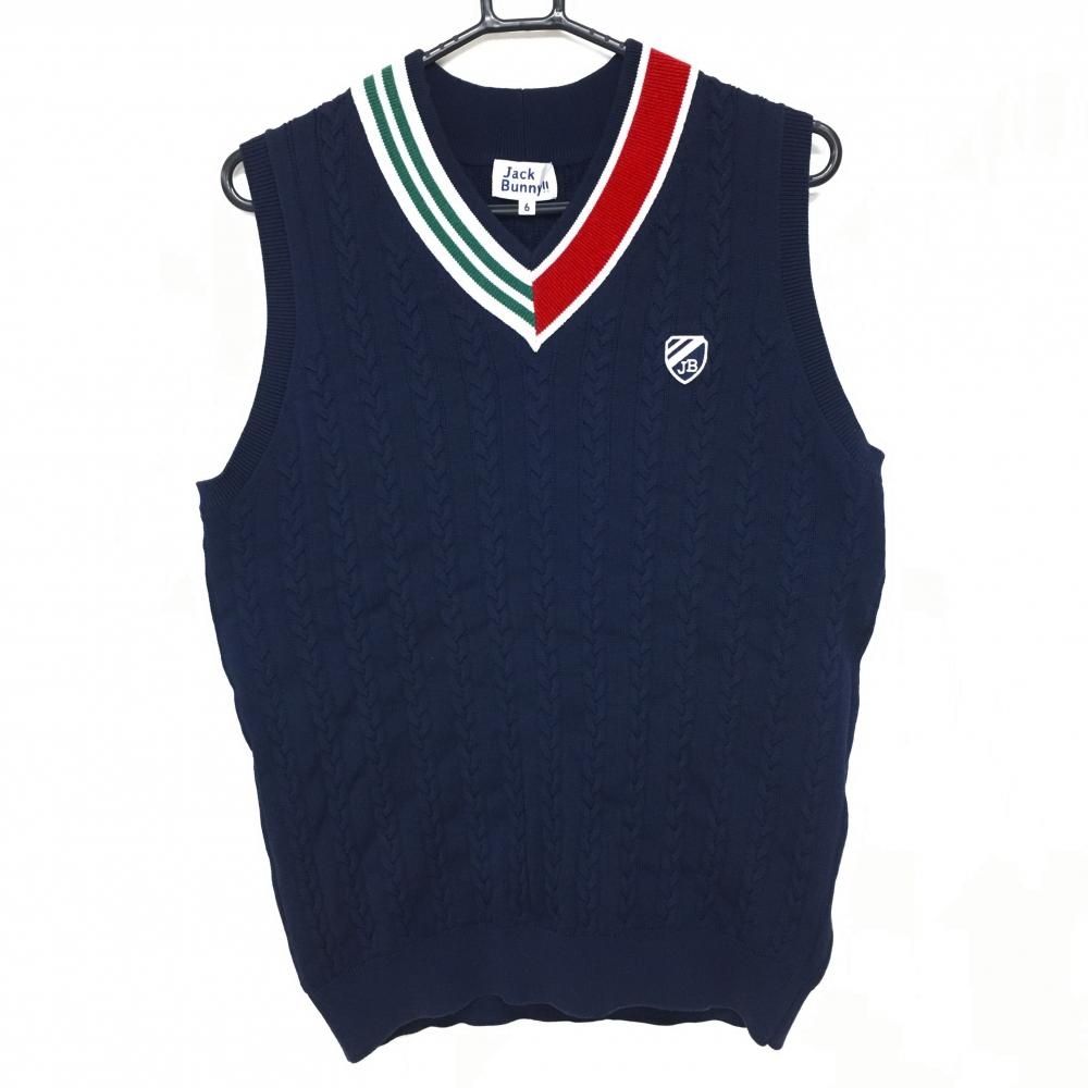 超美品】ジャックバニー ニットベスト ネイビー×レッド×グリーン