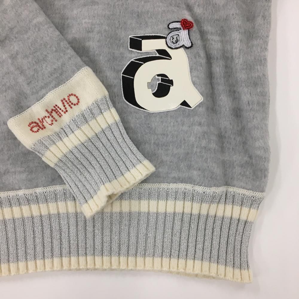美品】アルチビオ セーター ライトグレー×白 ニット ウール混 ラメ糸  