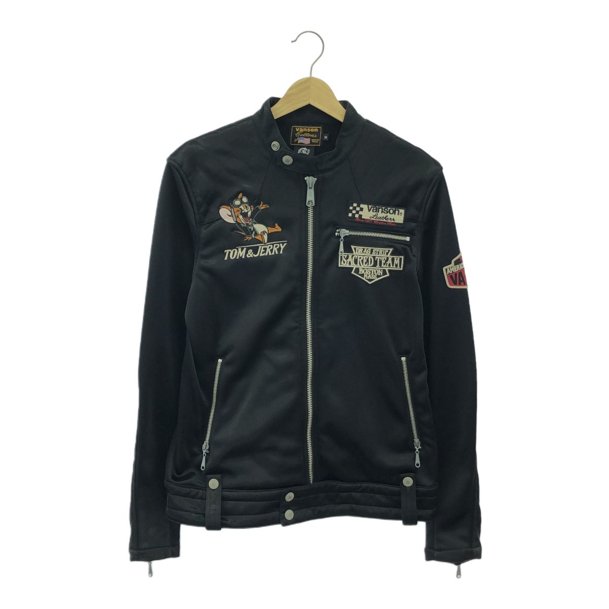 バンソン VANSON 刺繍 ナイロン ライダース ジャケット ブルゾン L VANSON バンソン メンズ ライダースジャケット ボンディング