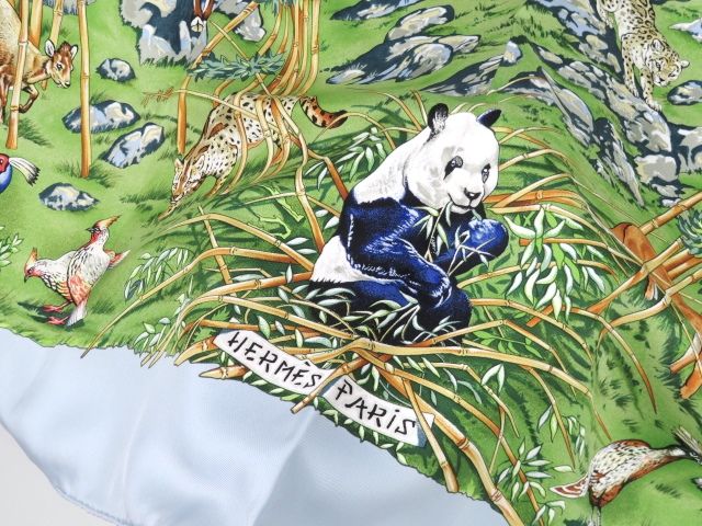 エルメス HERMES 大判スカーフ カレ90 動物柄 パステル系 水玉