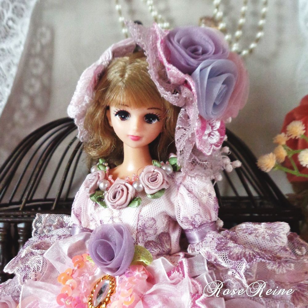 ロリータロマンス クラシカルモーブピンクのアンティークフリルドールドレス豪華６P ロリータロマンス クラシカルモーブピンクのアンティークボリューム