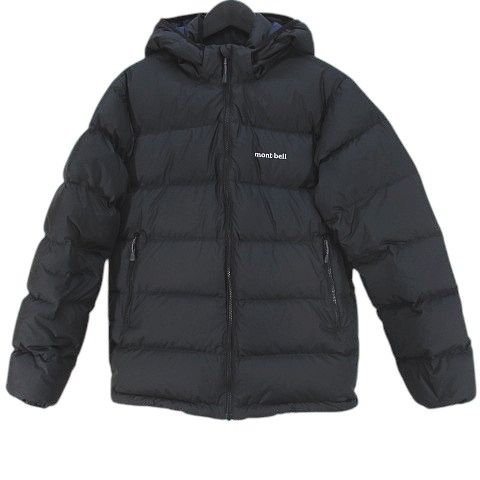 モンベル Montbell 1101619 トラベル ダウン パーカ ジャケット 160 黒系 ブラック ジップアップ ロゴ 刺繍 裏地 キッズ 子供服