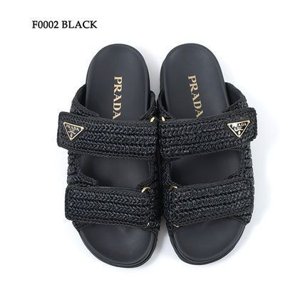 PRADA 【海外限定】夏の装い ◆ クロシェ サンダル エナメルロゴ PRADA 【海外限定】夏の装い ◇ クロシェ サンダル エナメルロゴ
