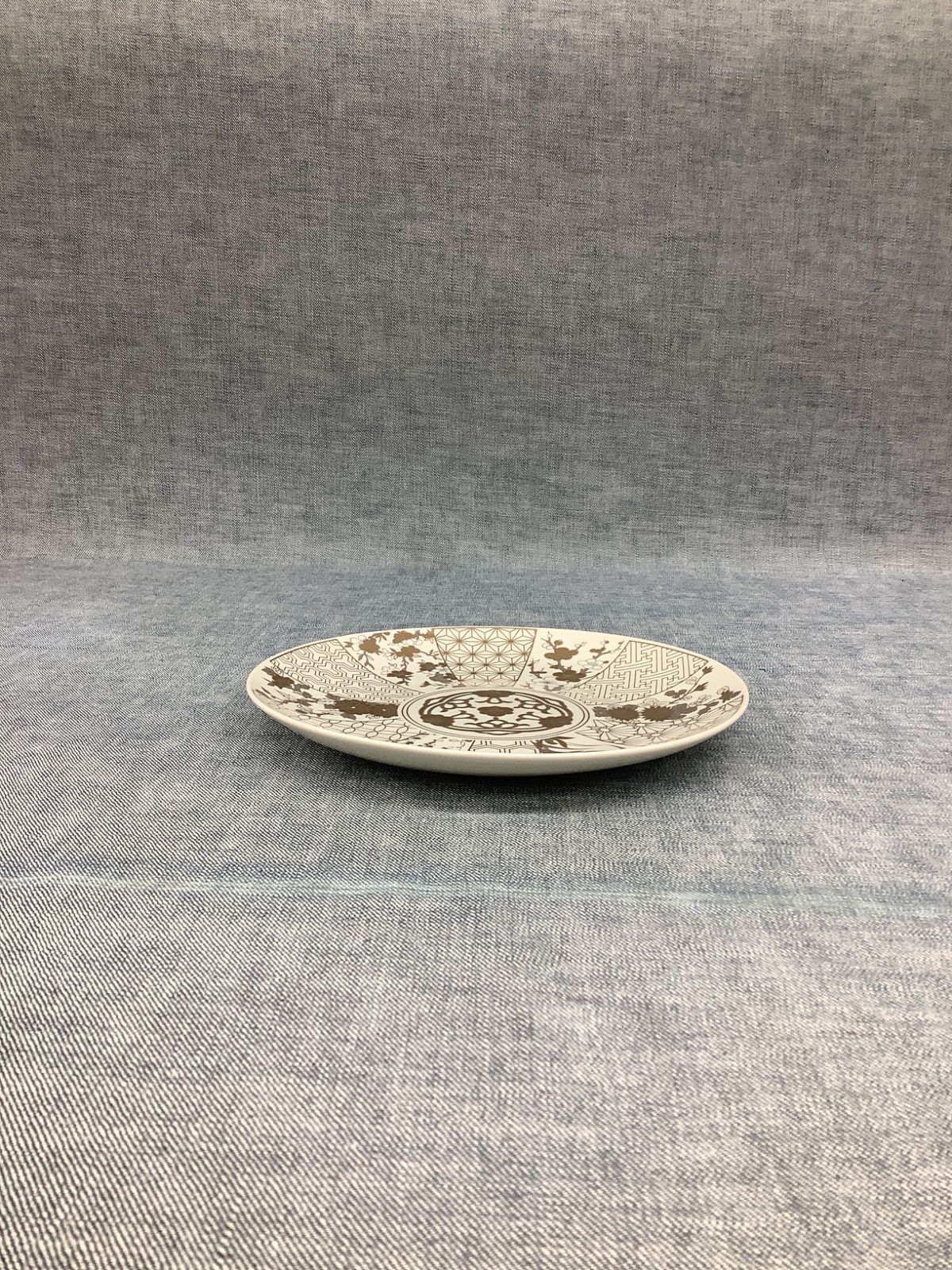  AN 林九郎作 金彩絵皿 組 皿 食器