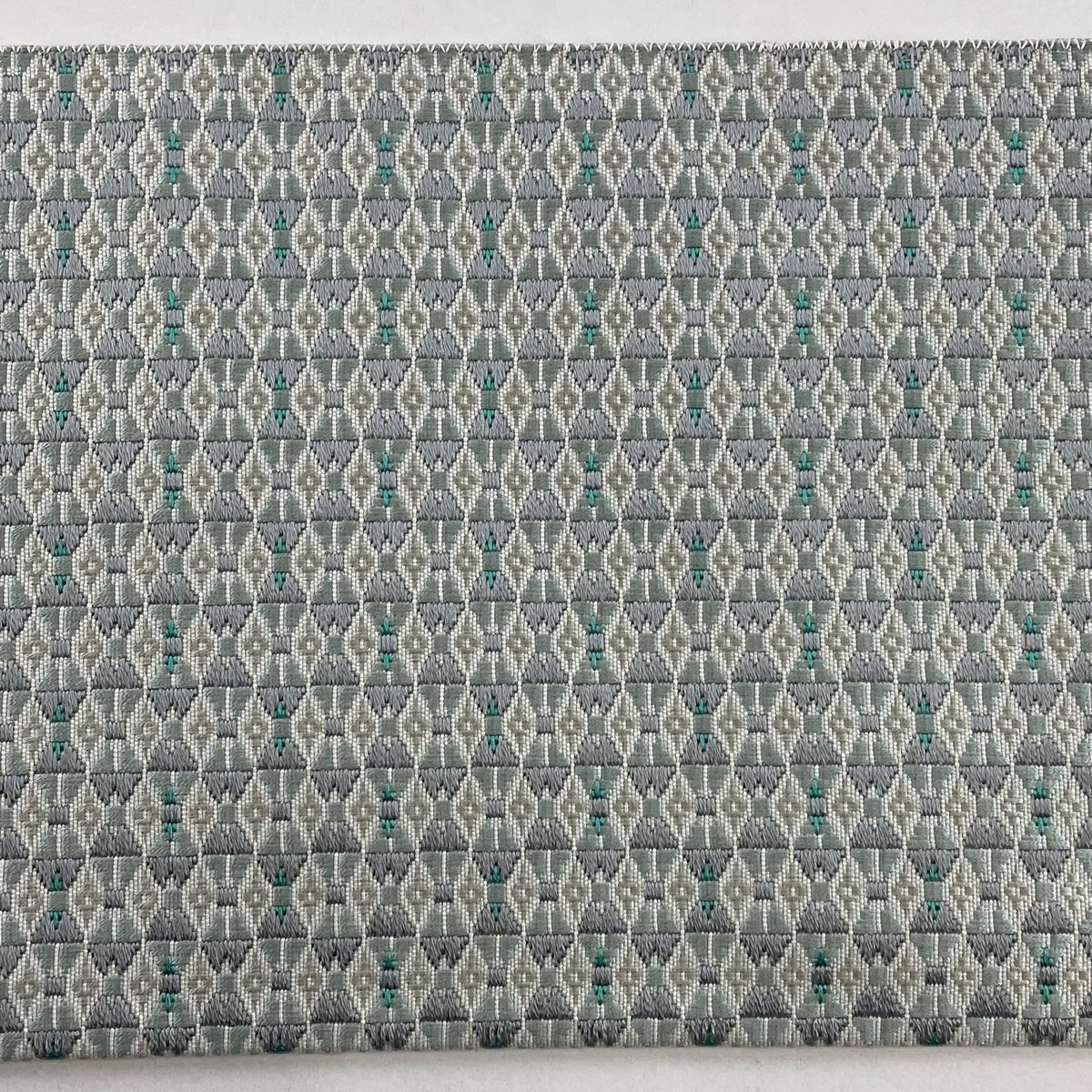 名古屋帯 美品 名品 八寸名古屋帯 幾何学模様 水色 正絹 【中古