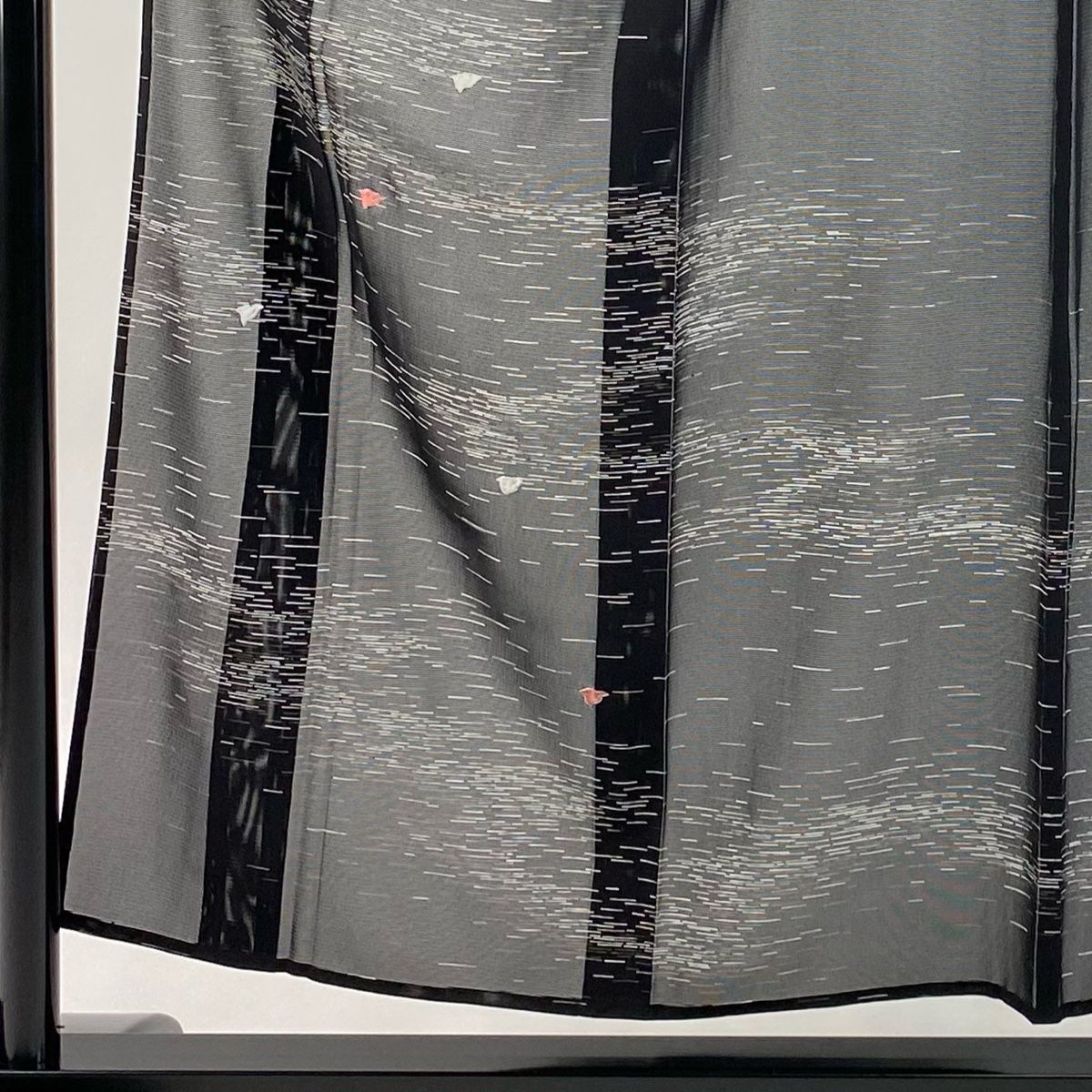 訪問着 身丈154.5cm 裄丈63cm S 薄物 絽 千鳥 霞 銀糸 刺繍 黒 正絹 名品 一つ紋