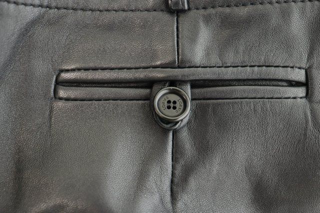 ロエベ LOEWE ヴィンテージ レザー パンツ 38 黒 ブラック ブランド