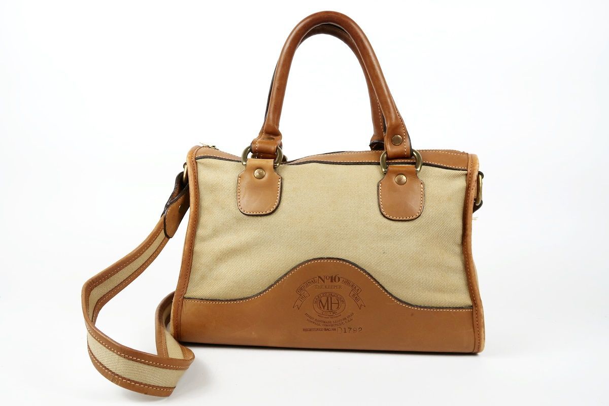 美品】GHURKA グルカ NO16 ショルダー ハンドバッグ キャンバス×レザー