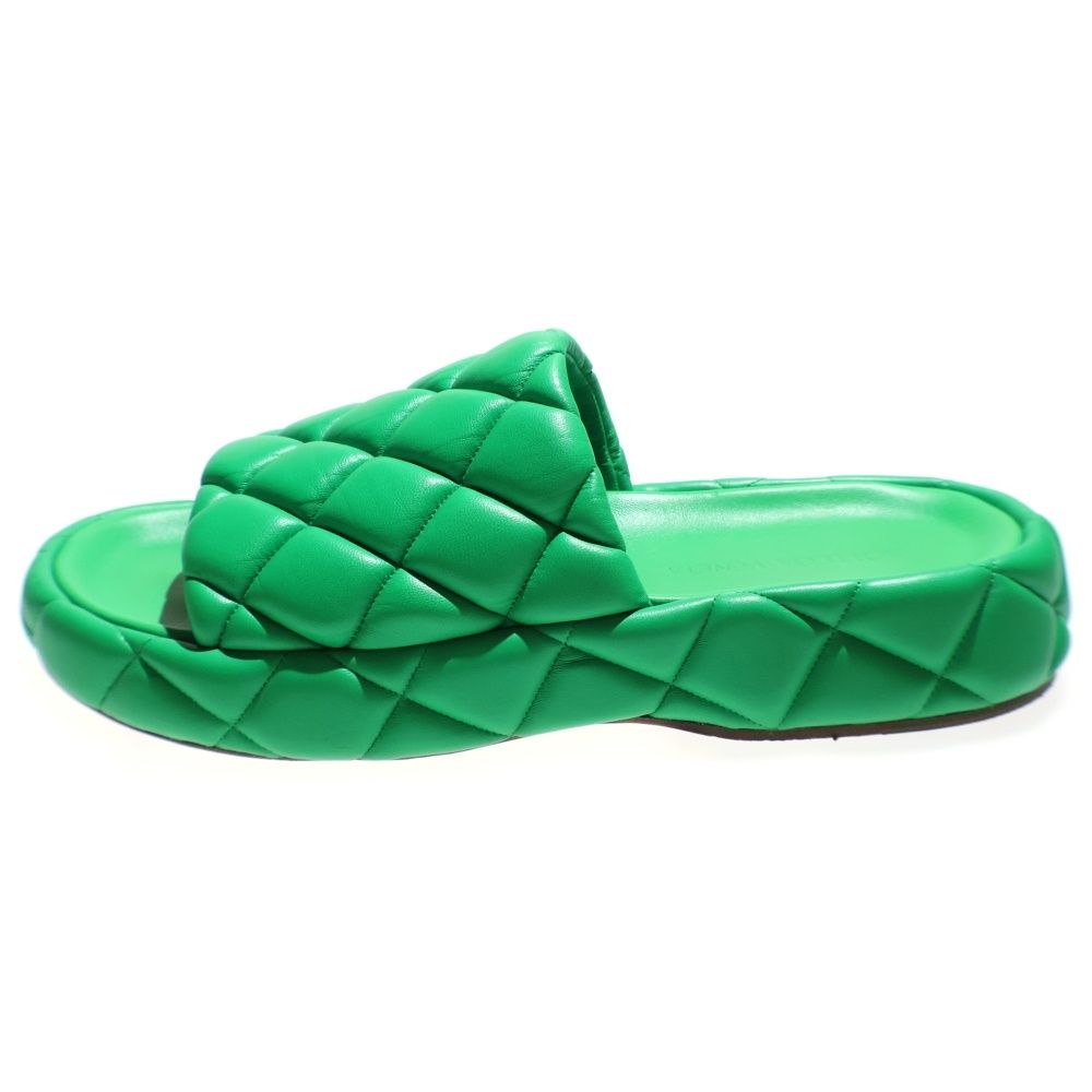 BOTTEGA VENETA ボッテガヴェネタ パデット マキシイントレチャート レザー キルティング フラットサンダル シューズ ベナッシ グリーン