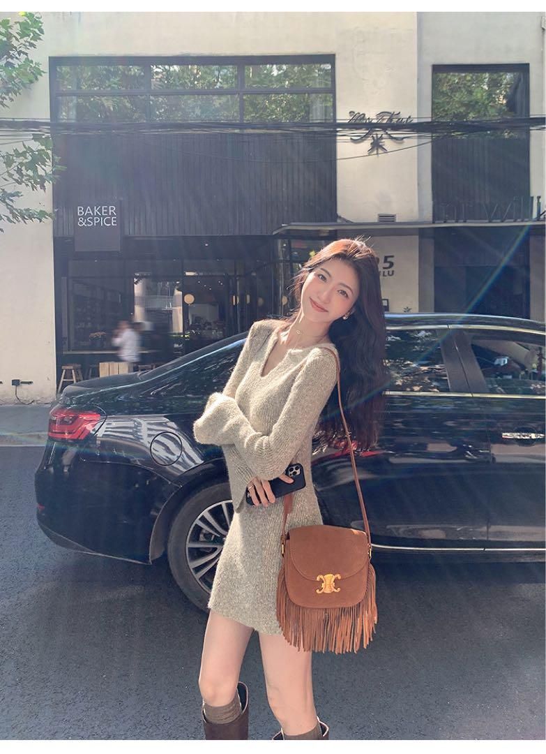 ♥ Vネックセクシーミニワンピース 春デートにピッタリ スリムタイトドレス