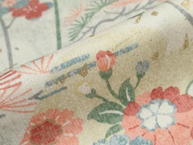 平和屋着物□上質な小紋 松竹梅 冊子 金彩 正絹 逸品 AAAV9951nf