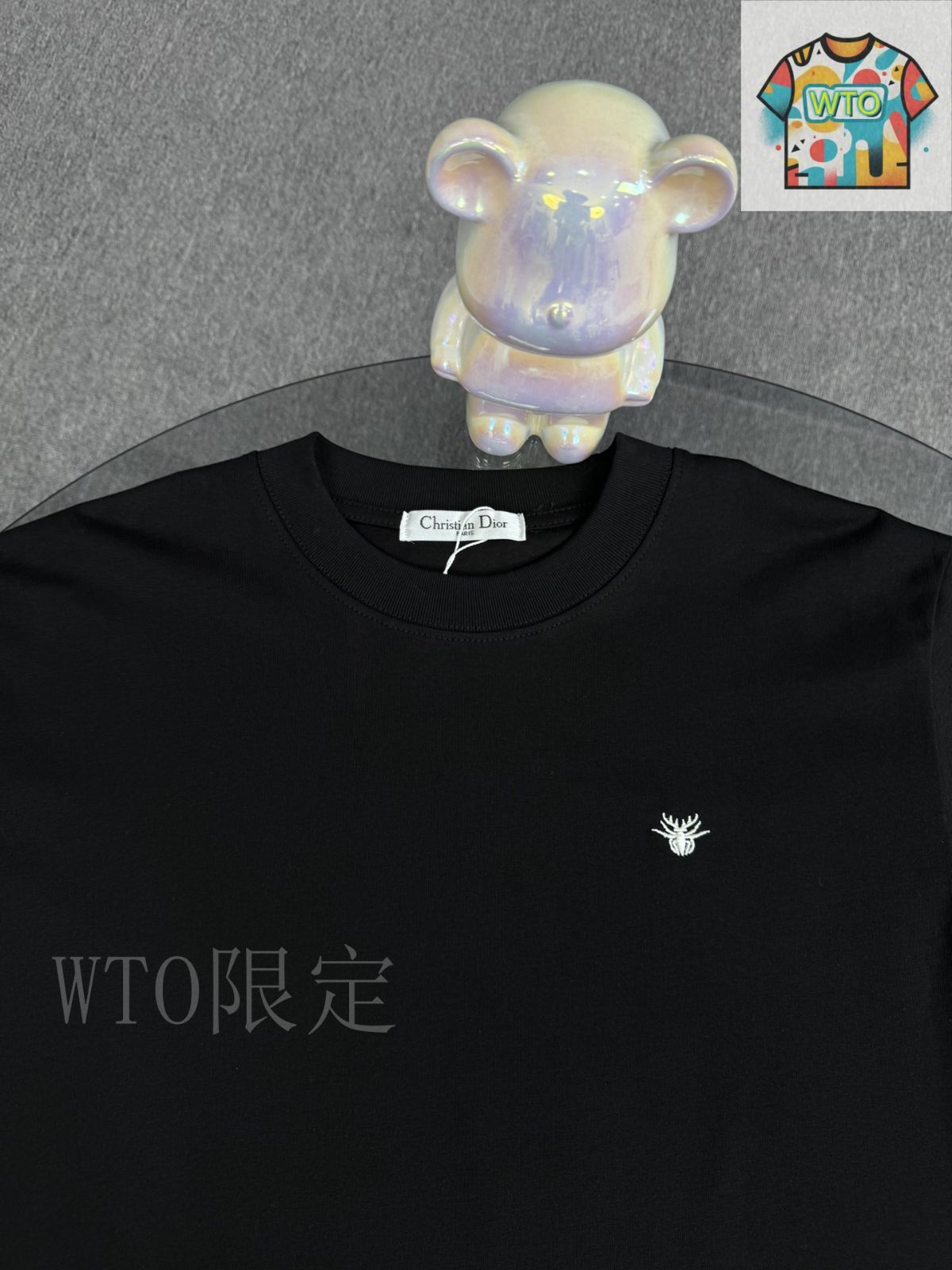 1点モノ DIOR ロゴ 刺繍 クルー ネック Tシャツ グレー Christian Dior - Christian Dior クリスチャンディオール 24AW