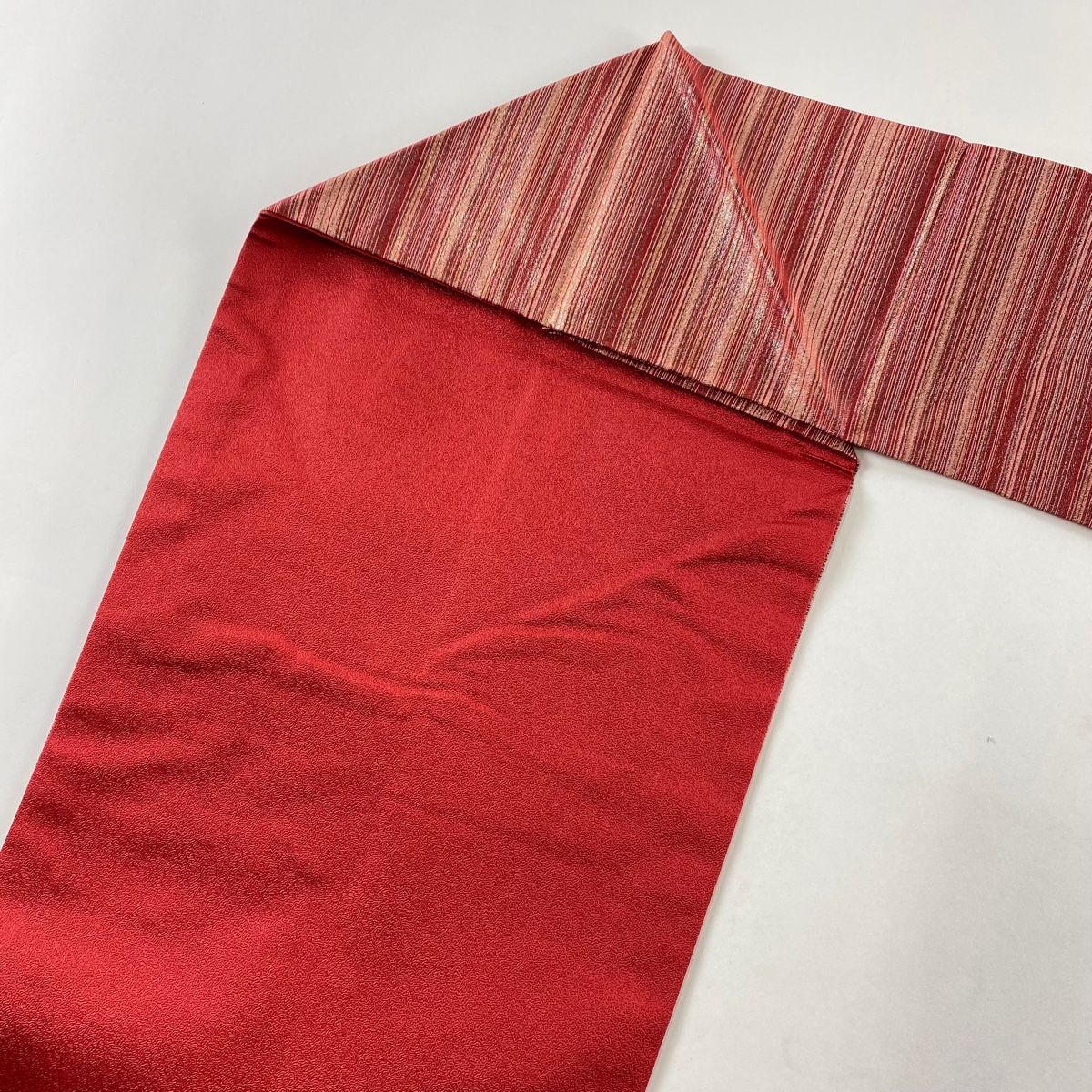 名古屋帯 美品 優品 八寸名古屋帯 花唐草 朱色 正絹 【中古】 名古屋帯