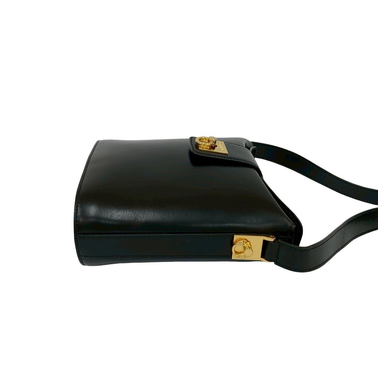 極 美品 CELINE セリーヌ ヴィンテージ ロゴ リング金具 カーフ