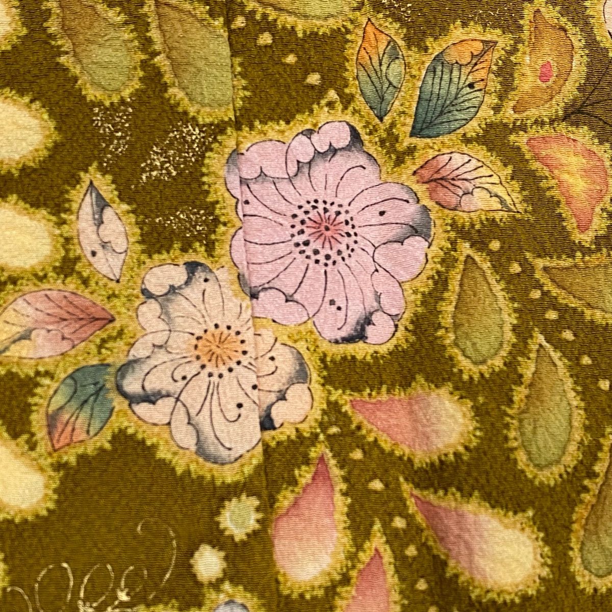 訪問着 身丈163cm 裄丈65.5cm M 袷 雪輪 草花 金銀彩 刺繍