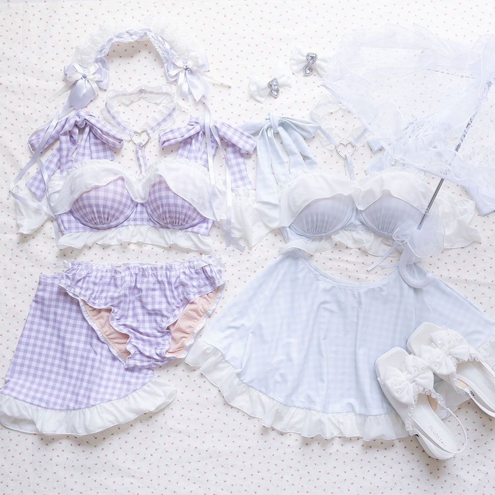 夢展望公式 [新品未使用] 6WAYハートチョーカー水着 [サックス