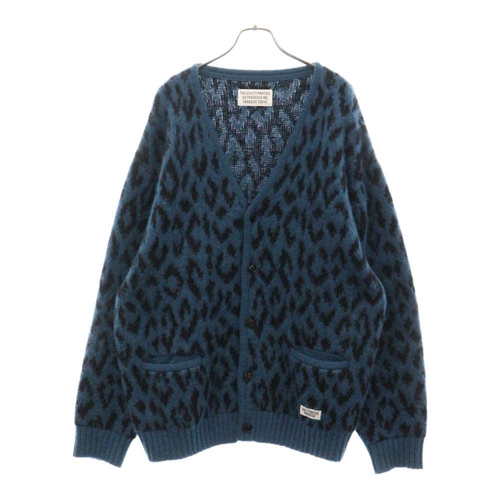 WACKO MARIA (ワコマリア) 21AW LEOPARD HEAVY MOHAIR CARDIGAN レオパードヘビーモヘアニットカーディガン  ブルー - メルカリ