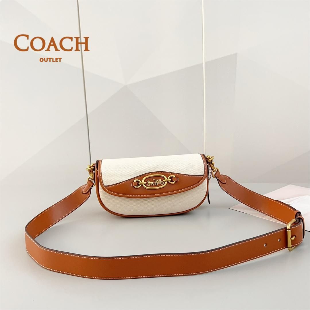 コーチ COACH CR668 HARLEY 23 ショルダーバッグ サドルバッグ クロスボディバッグ 脇下バッグ レディース　女性用　アウトレット品　 ブラウン×ホワイト