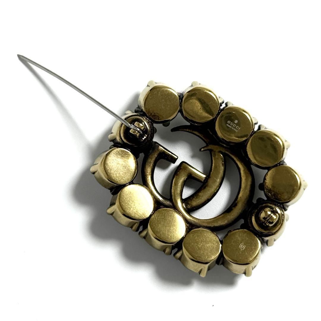 GUCCI クリスタル付き メタル ダブルG ブローチ 人気】グッチ レディース クリスタル付き メタル ダブルG ブローチ