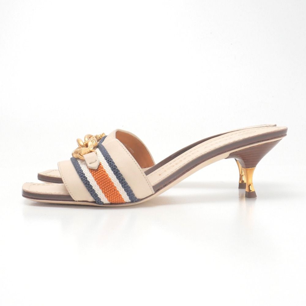 【TORY BURCH】美品トリーバーチ ゴールド金具 レザー フラットシューズ Tory Burch トリーバーチ JESSA 55MM SANDAL サンダル サイズ7 M
