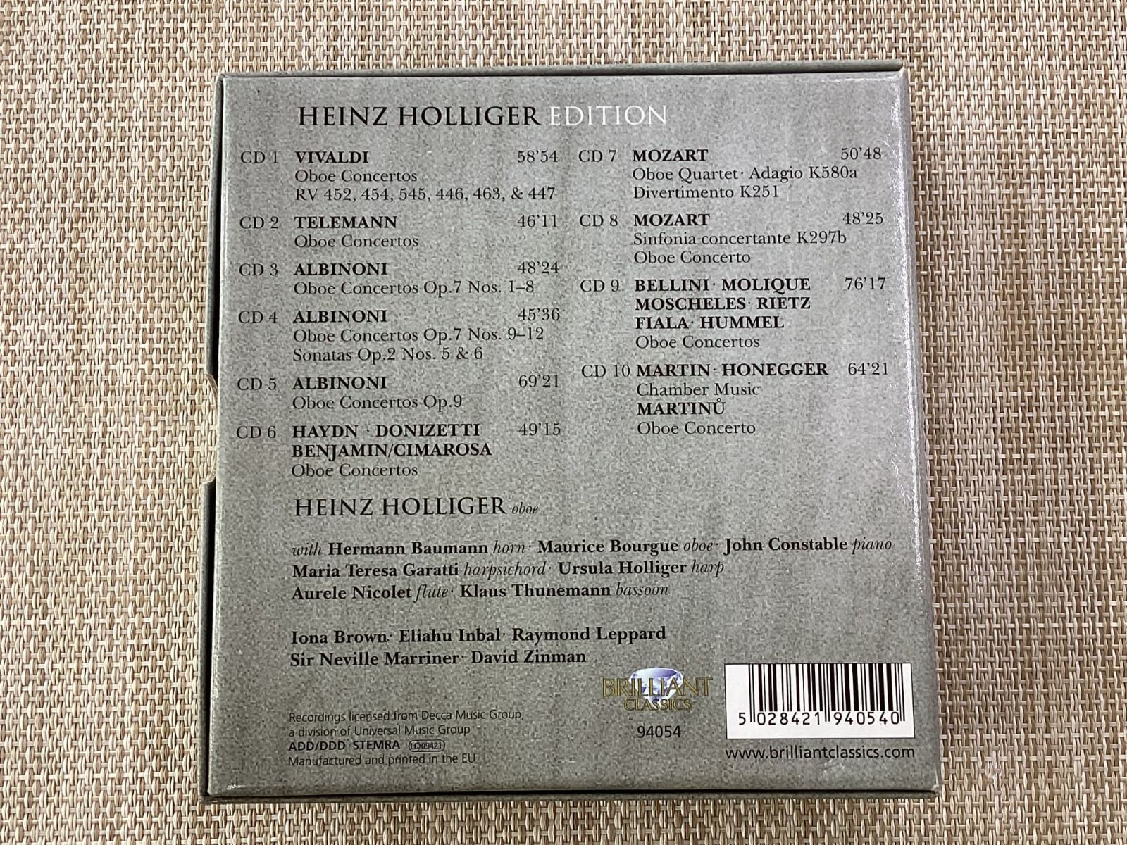 10CD | Heinz Holliger Edition b | ハインツ ホリガー ヴィヴァルディ他 |