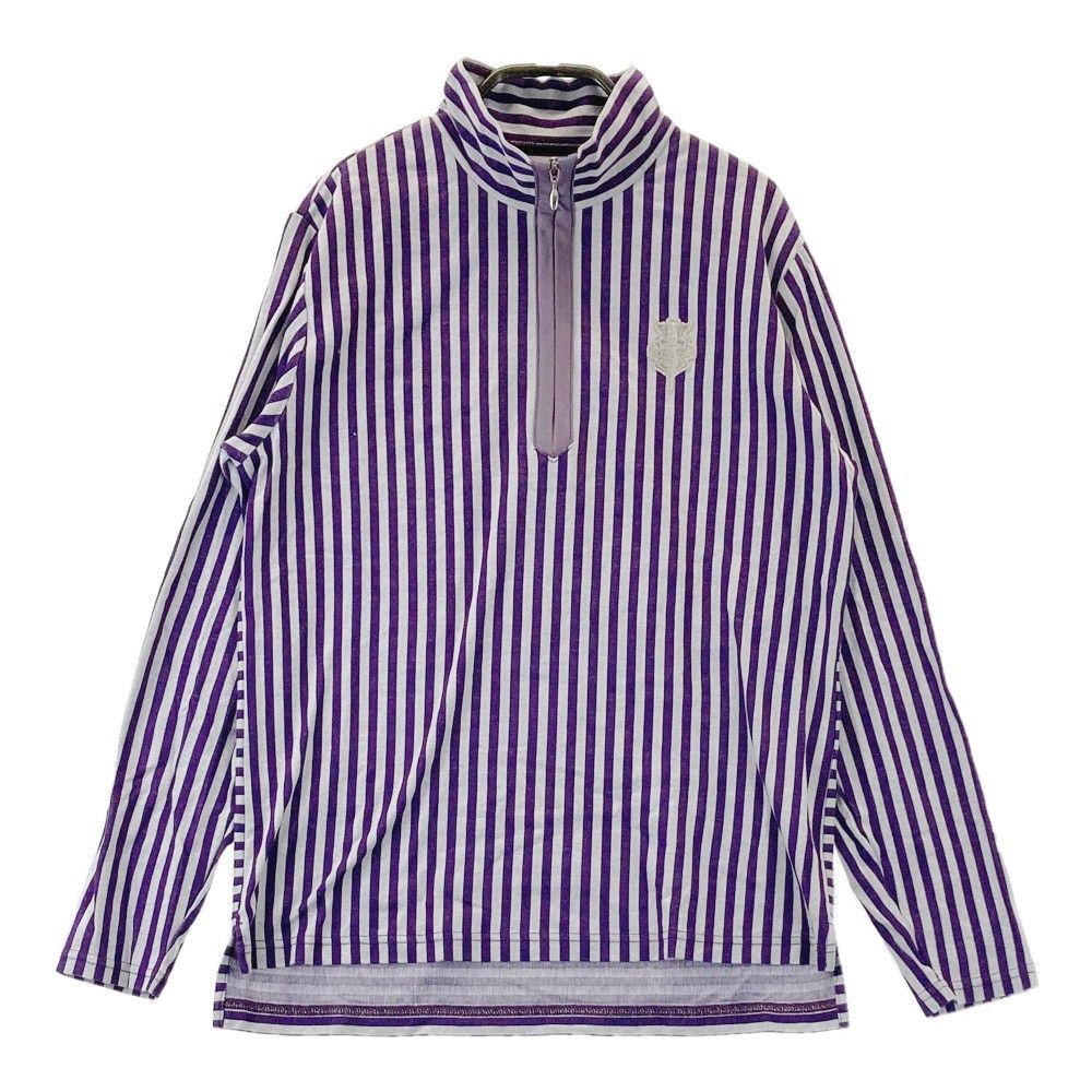 サイズ L BEAMS GOLF ビームスゴルフ ハーフジップ長袖Tシャツ ストライプ柄 パープル系 240101433978 ゴルフウェア レディース ストスト