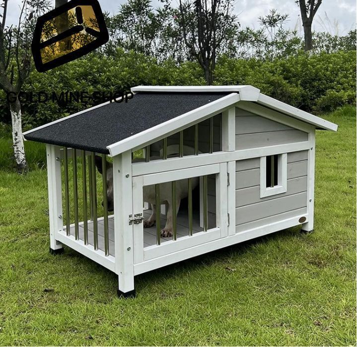 犬小屋 屋外 大型犬 ステンレスフェンス付き 犬小屋 室内 中型犬 木製 開閉式ルーフ ペット用小屋 調節 な足 犬小屋 屋外 大型犬 雨に強