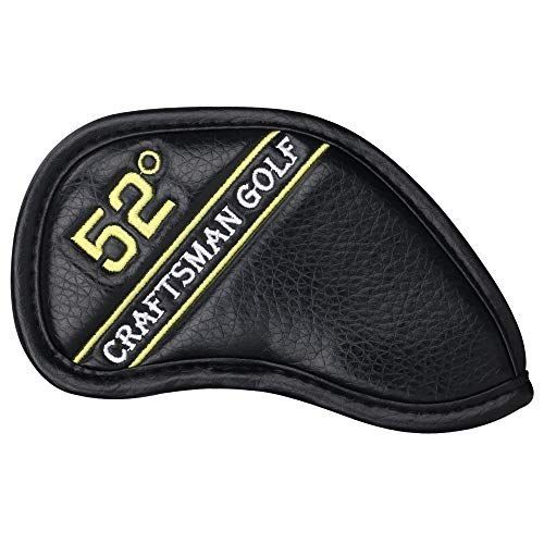 50黒 CRAFTSMAN(クラフトマン) ゴルフウェッジカバー ヘッドカバー 50 単品販売 カラフル数字 番号刺繍 マジックテープ開閉 合成皮革 ブラック