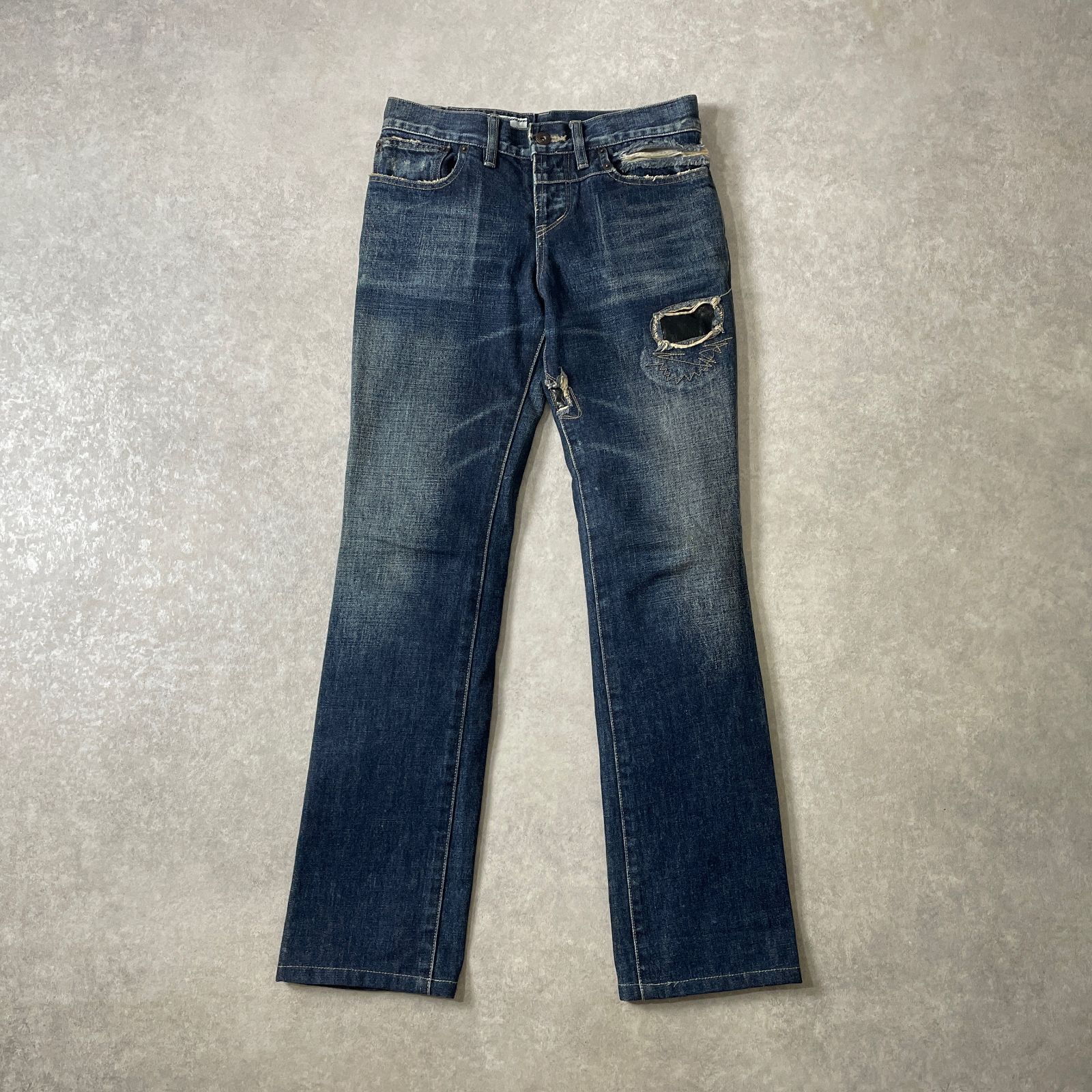 OSSA MONDO ダメージ加工 ストレート デニムパンツ オッサモンド 