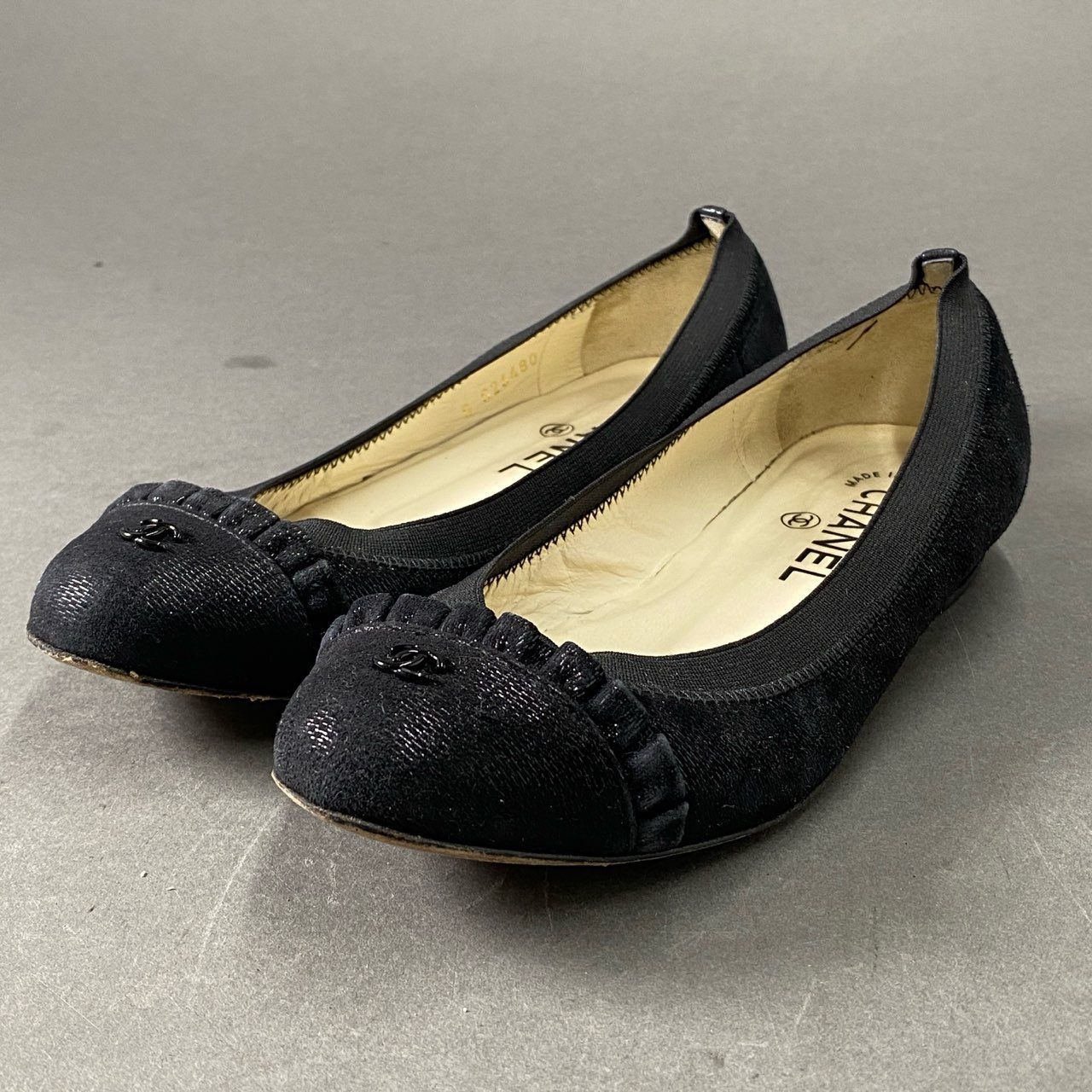 5f7 CHANEL シャネル ココマーク バレリーナシューズ フラットパンプス 