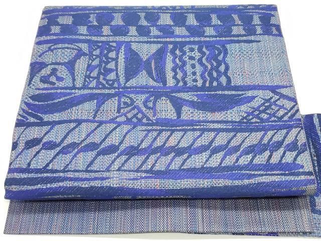 平和屋着物●本場筑前博多織 八寸名古屋帯 幾何学横段文 正絹 DAAY0189ob