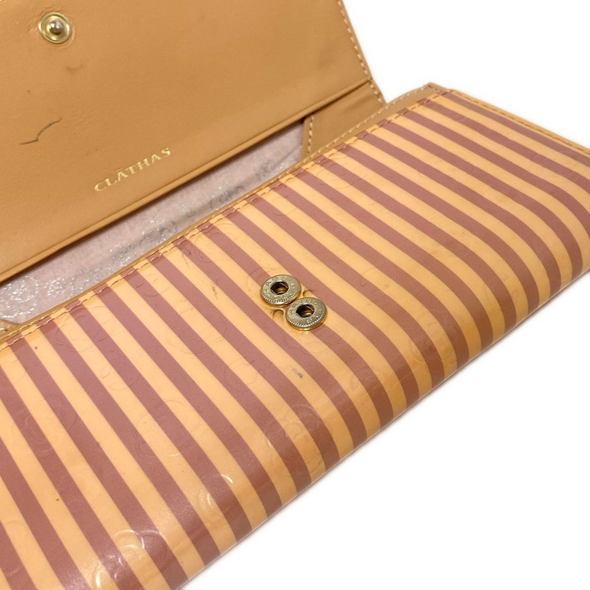 CLATHAS(クレイサス) 長財布 - ピンクベージュ×ダークブラウン