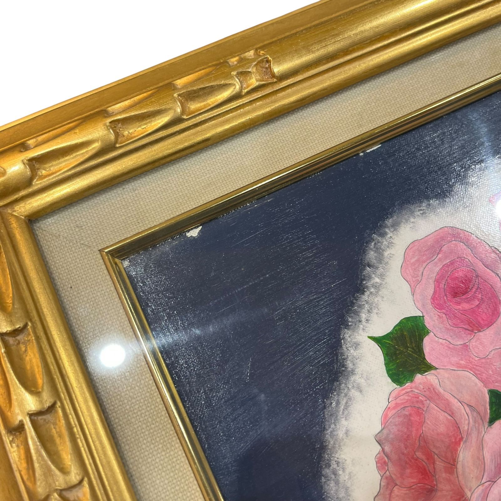 今井ロジン 油彩画 「バラ」 キャンバス F6号 絵 絵画 サイン有