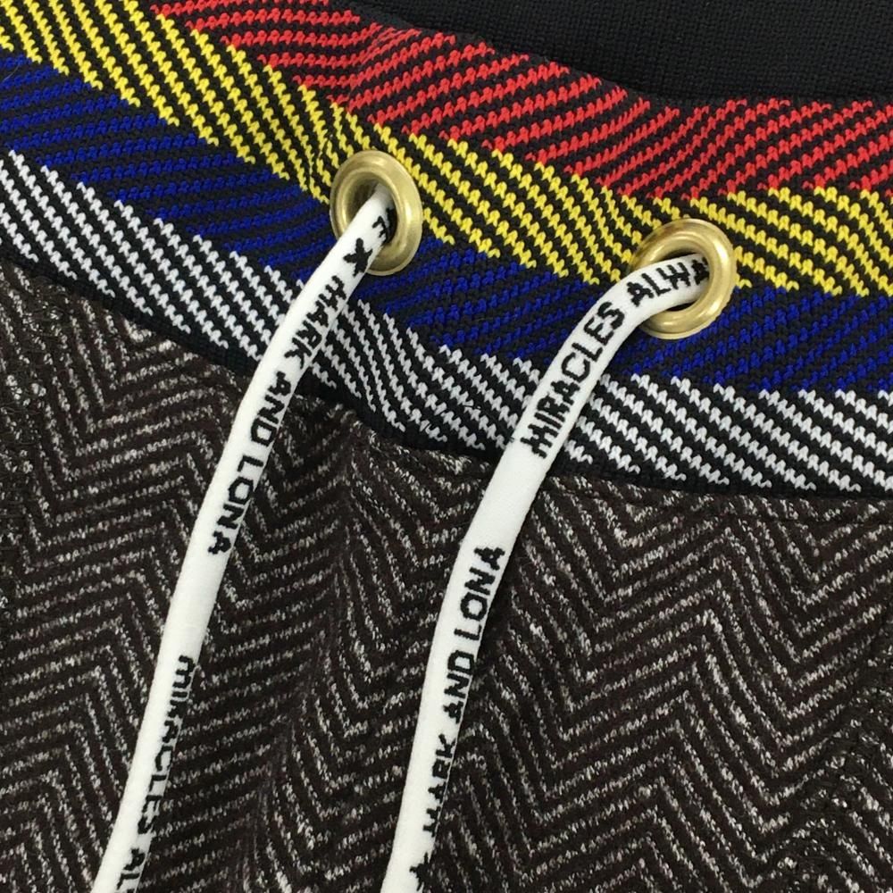 超 マークアンドロナ パンツ ブラウン ヘリンボーン ウール混 ウエストゴム レディース 36 S ゴルフウェア MARK＆LONA LLC-HASEGAWATOSO_COM