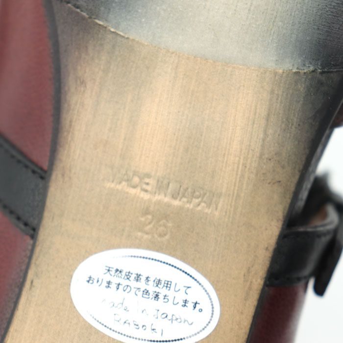 ラボキゴシワークス ストラップパンプス ハイヒール 本革レザー 日本製 シューズ 靴 レディース 26cmサイズ ワインレッド RABOKIGOSHI約8cmアウトソール全長