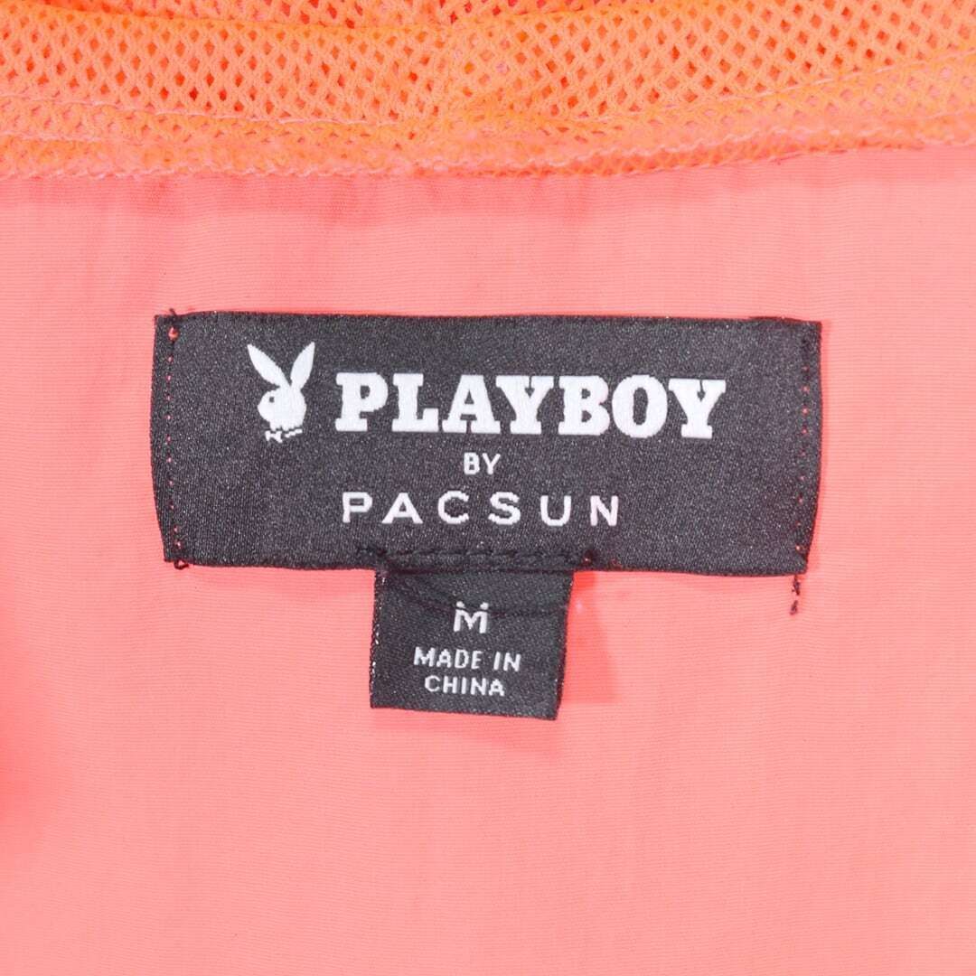 プレイボーイ ナイロンジャケット プルオーバー フード パーカー サーモンピンク PLAYBOY PACSUN サイズM 古着 @DZ0530