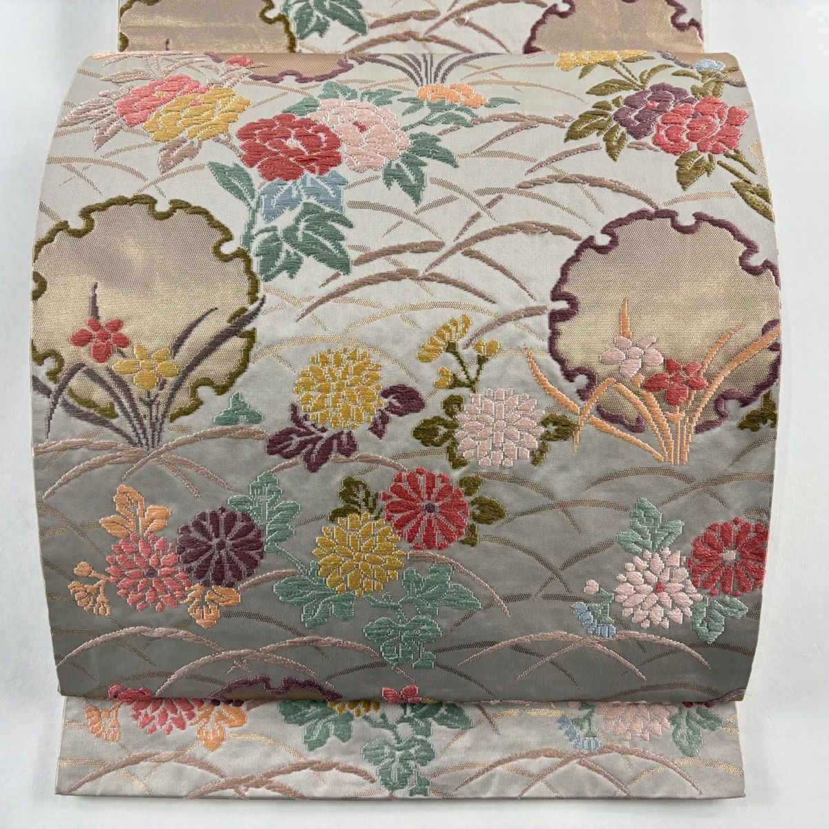 袋帯 秀品 雪輪 草花 唐織 箔 灰茶 六通 正絹 【中古】 - メルカリ