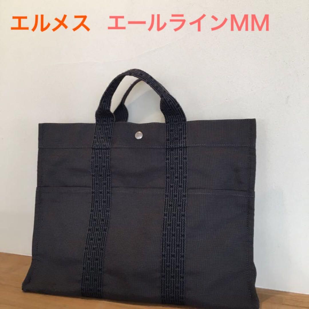 HERMES エルメス エールラインMM トートバッグ キャンバス カデナ