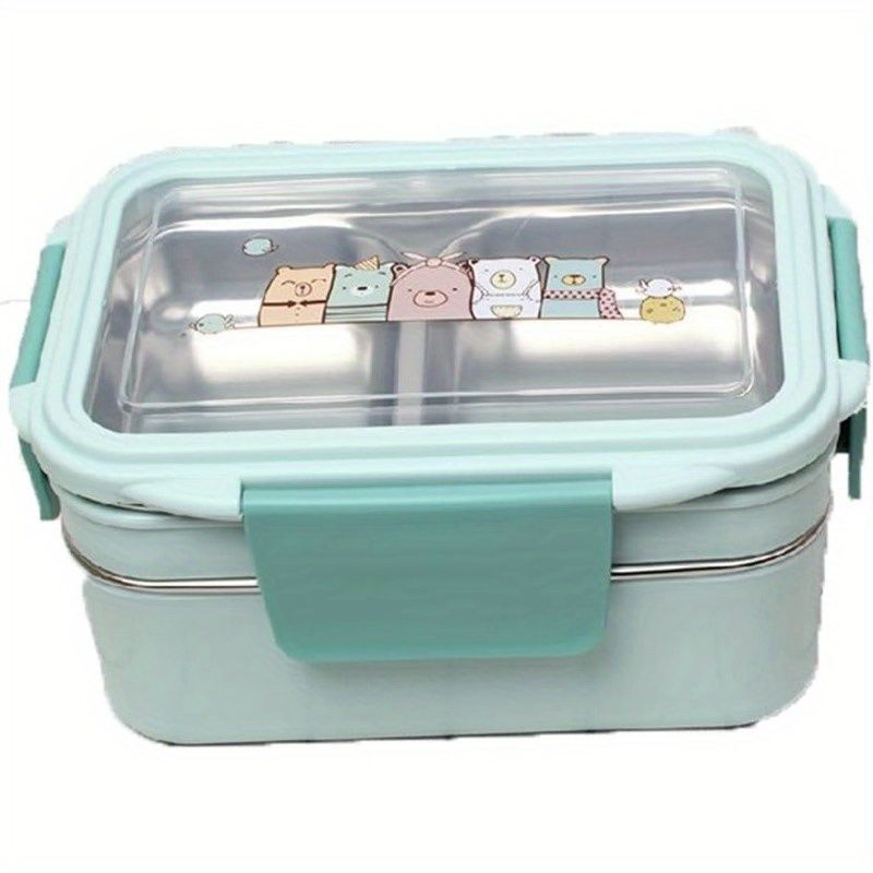 弁当箱漫画弁当箱ステンレススチール二重層食品容器ポータブルピクニック学校弁当箱Ppp