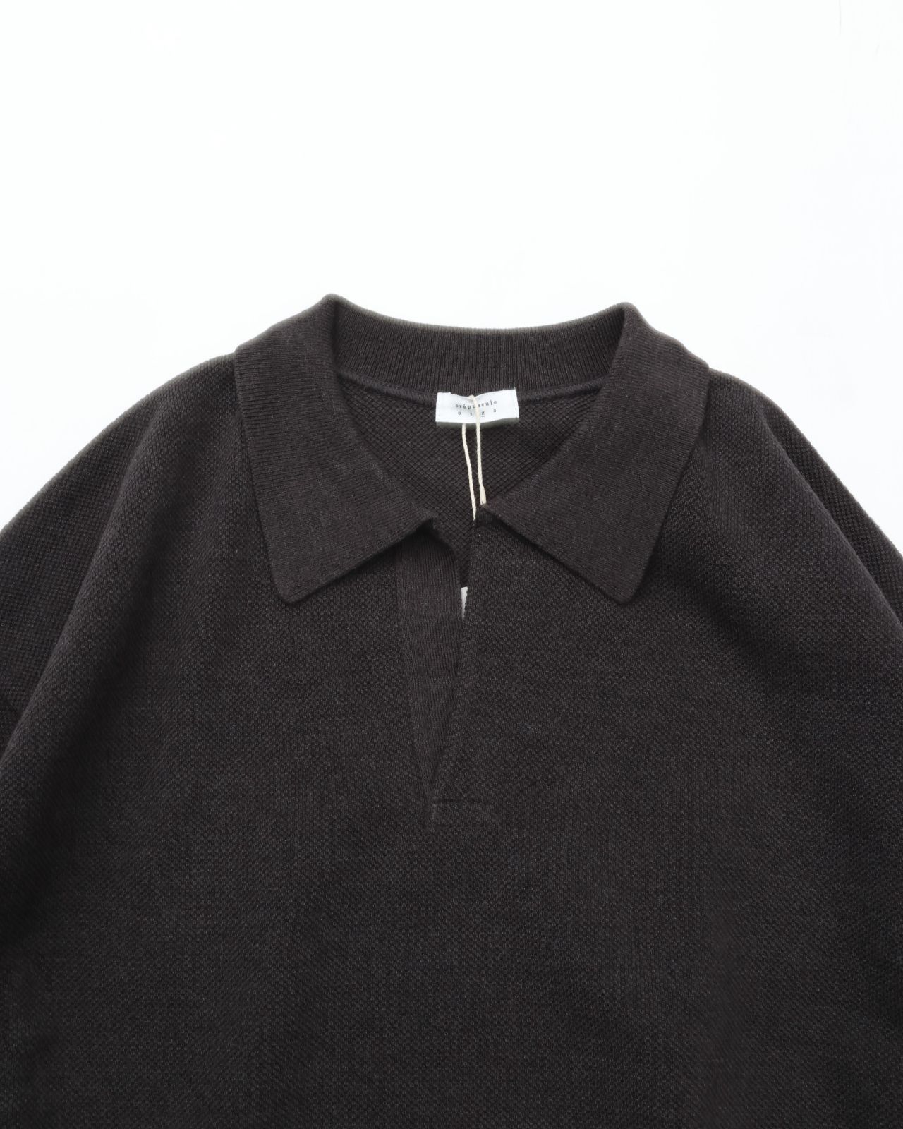 crepuscule Moss Stitch Poloスキッパーポロ 黒 2 crepuscule
