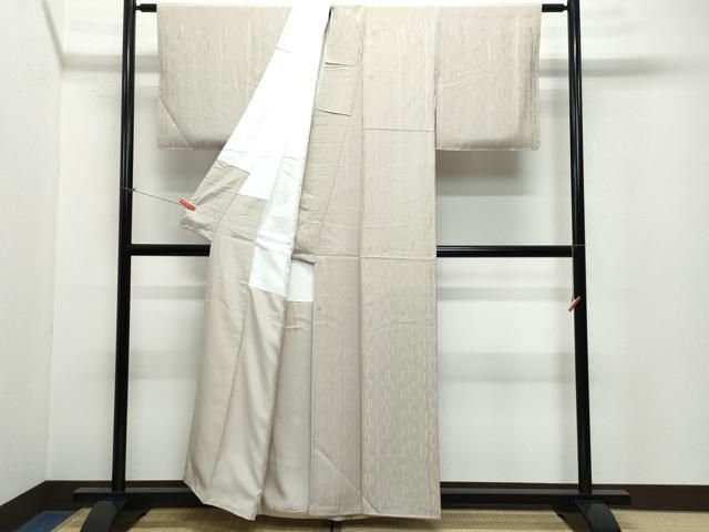 平和屋着物○皇室献上作家 北出与三郎 無地絵羽訪問着 縞地紋 茶鼠色  