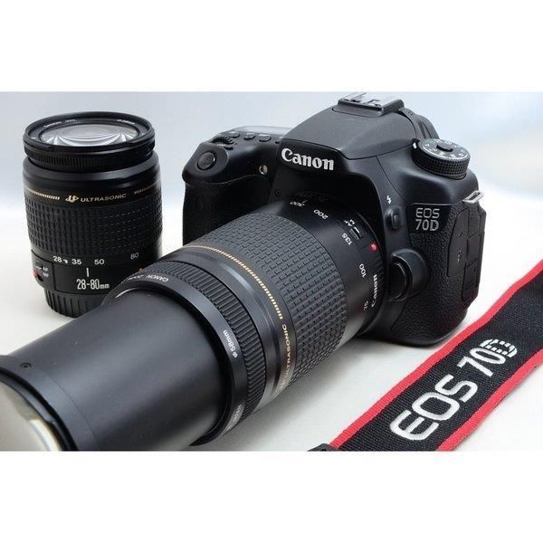 ☆Wi-Fi内蔵・中級機☆Canon EOS 70D 望遠ダブルレンズ☆ EOS デジタル一眼 キヤノン CANON 70D ダブルズーム 中古 Wi-Fi