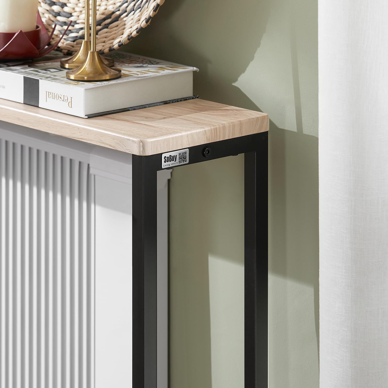 新着商品 細長い ナチュラル 北欧風 飾り棚 幅120×奥行き20×高さ80 おしゃれ 玄関収納 スリム サイドテーブル 玄関棚 玄関テーブル コンソールテーブル オープンラック FSB19-XL-Z SoBuy