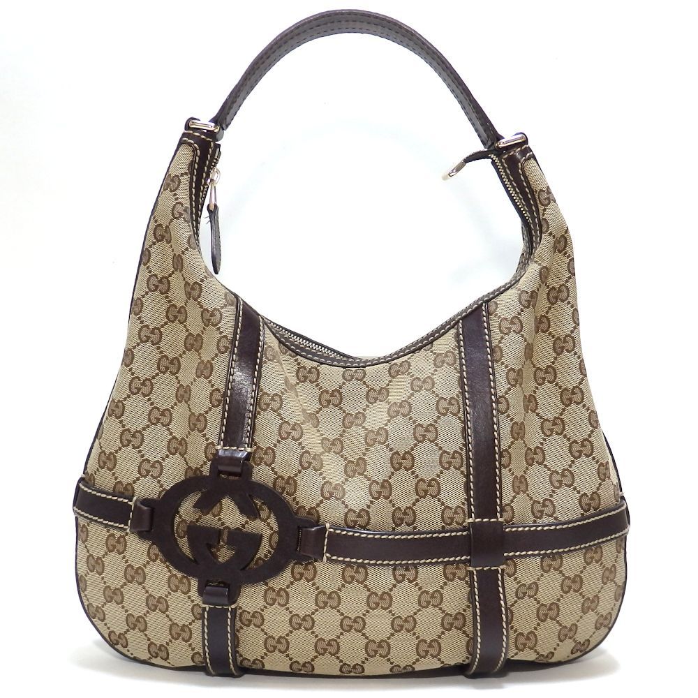 美品]GUCCIグッチ ナイロン×レザー ワンショルダーバッグ 裏地総柄